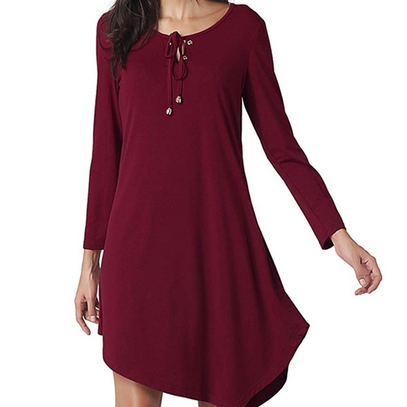 C.C. Boutique Dresses & Skirts - NWT Asymmetrical Cranberry Wine Tie Front Dress